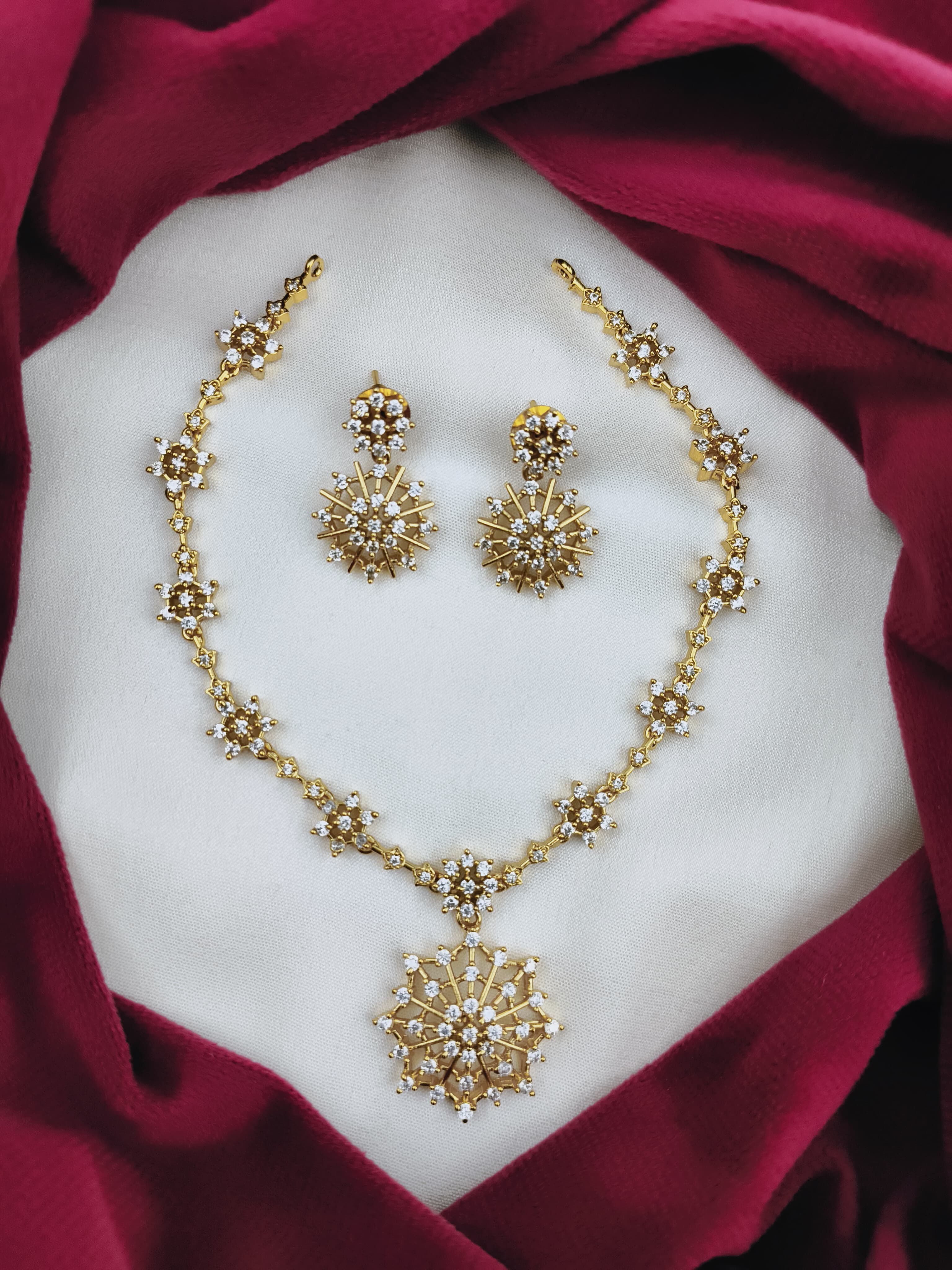 AMERICAN DIAMOND CORONA NECKLACE SET