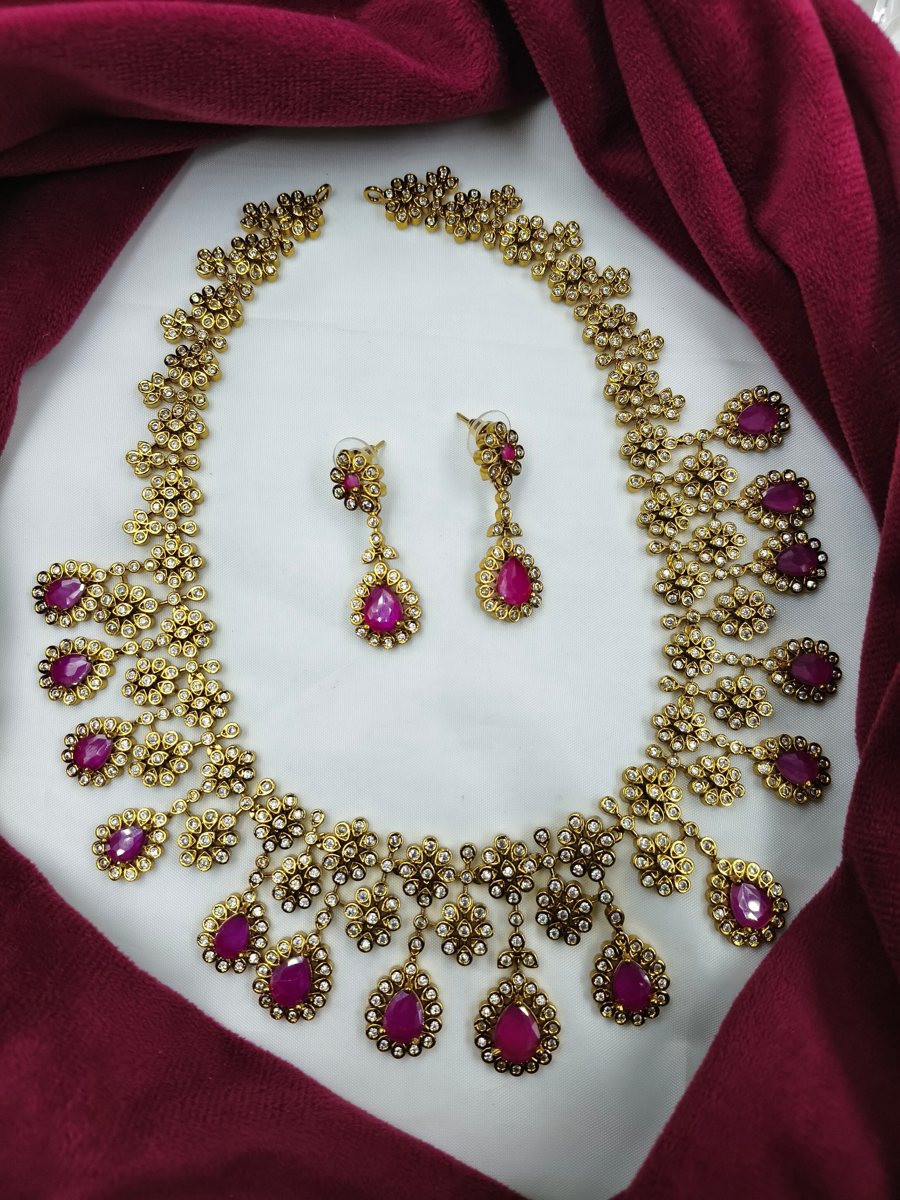 AMERICAN DIAMOND (AD)  HARAM SET