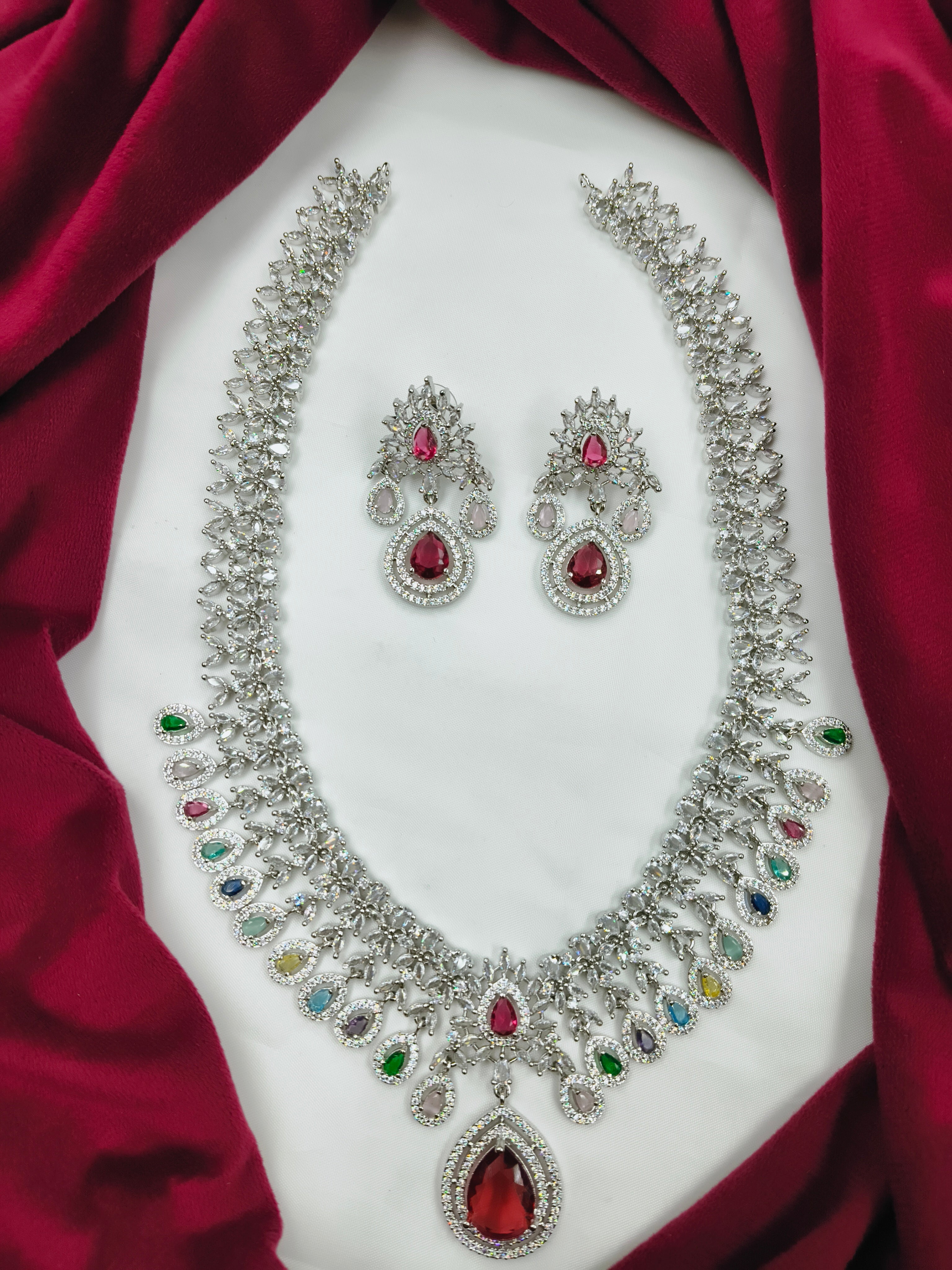 AMERICAN DIAMOND (AD)  HARAM SET