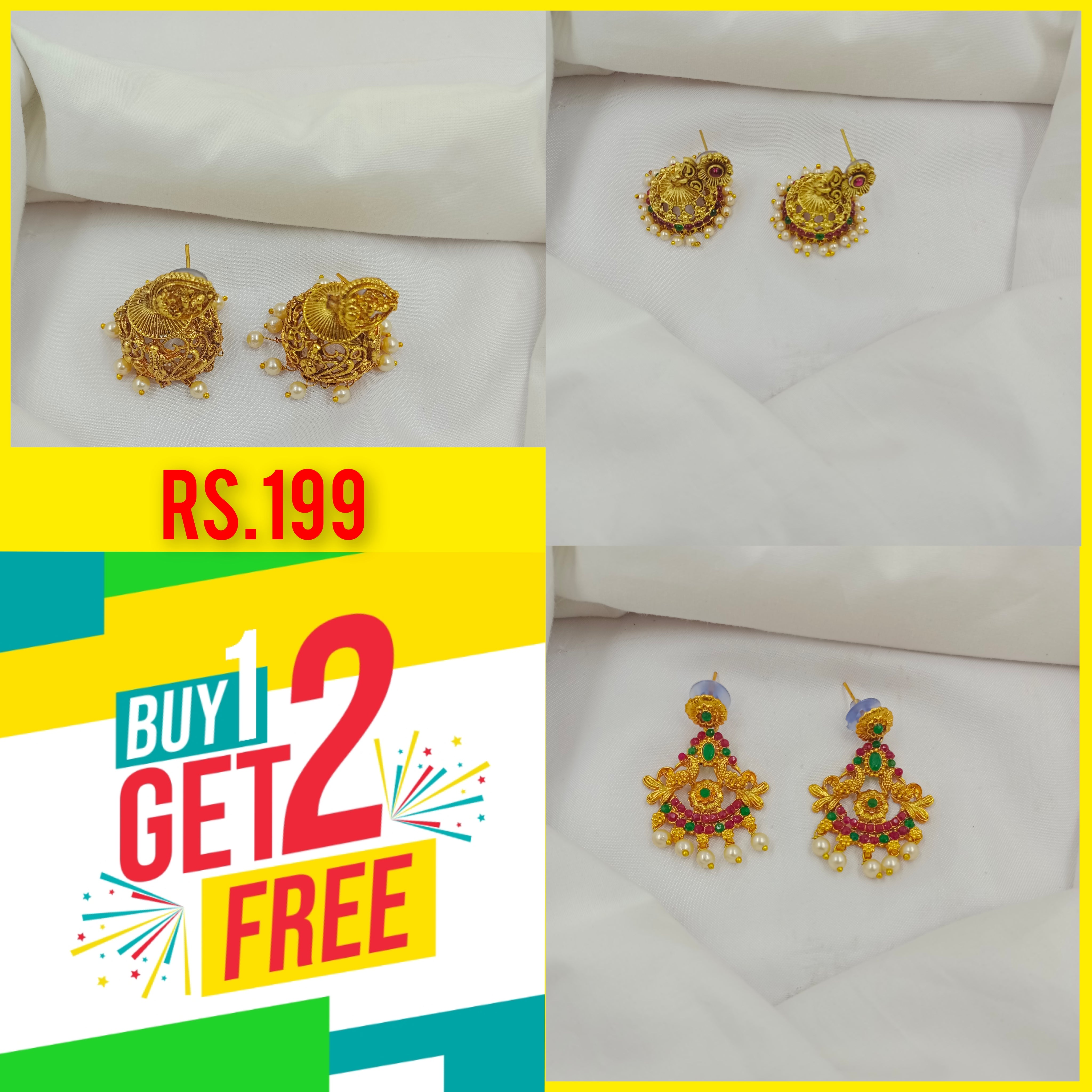 Premium Quality Matt finsh jhumka BUY 1 GET 2 FREE FREE