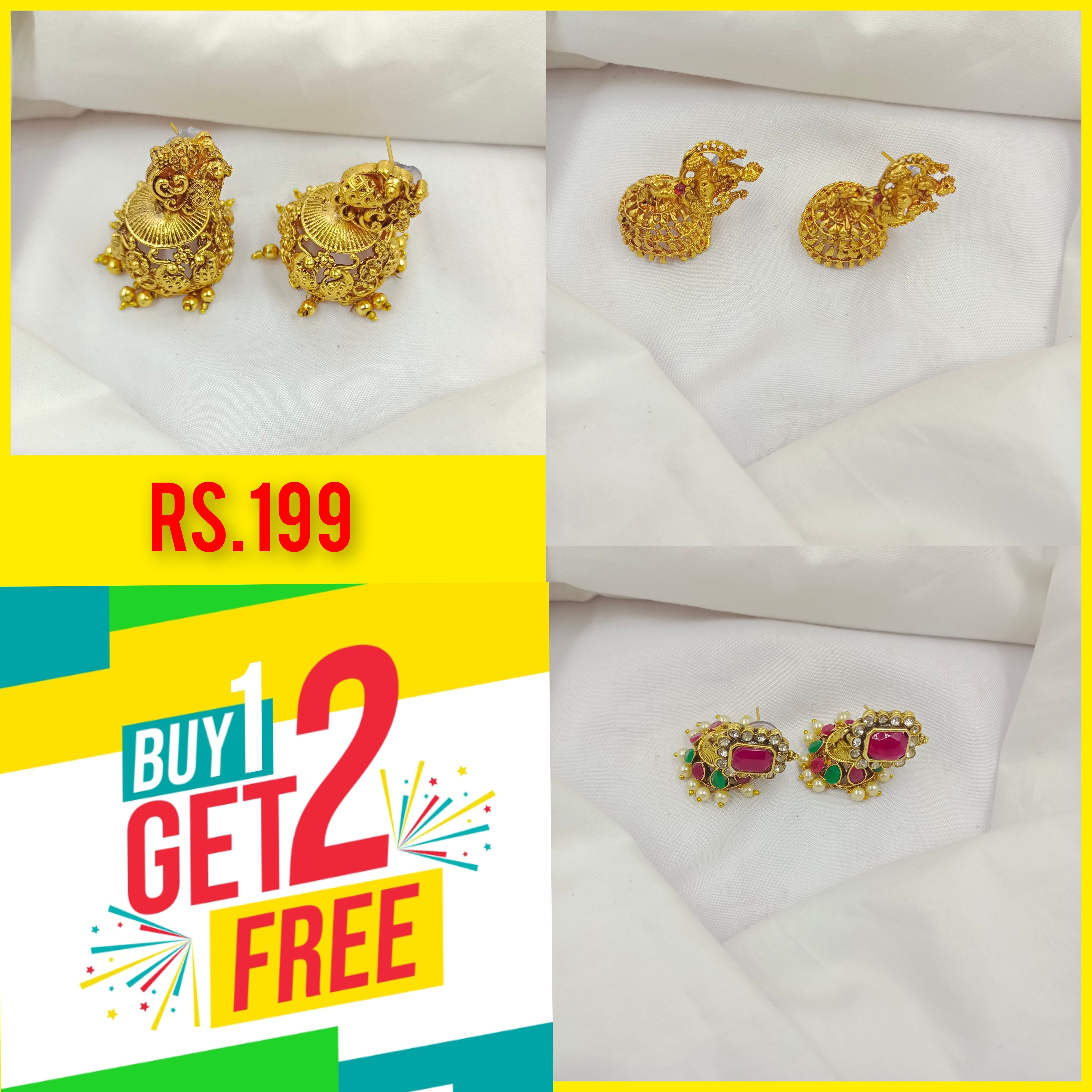 Premium Quality Matt finsh jhumka BUY 1 GET 2 FREE FREE