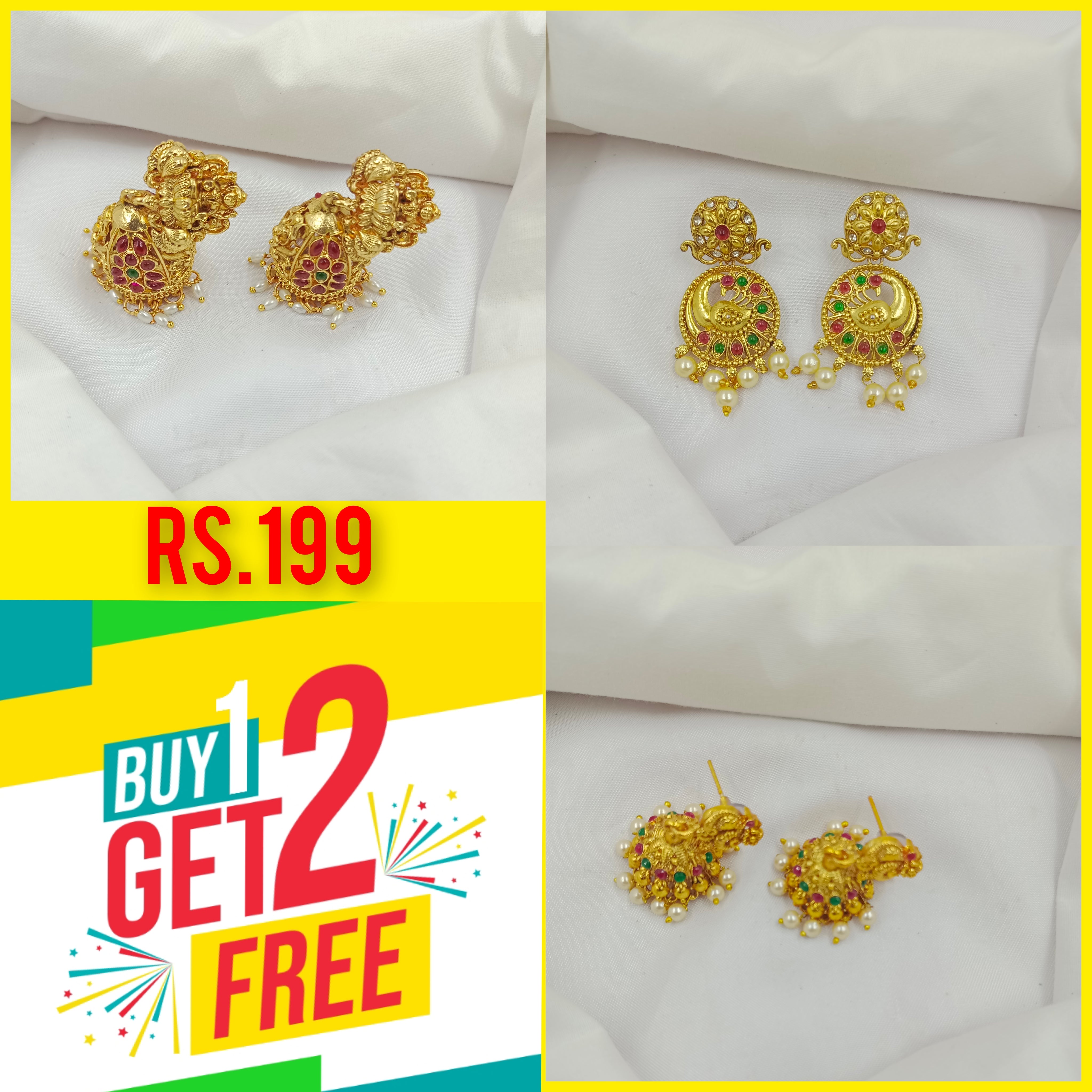 Premium Quality Matt finsh jhumka BUY 1 GET 2 FREE FREE