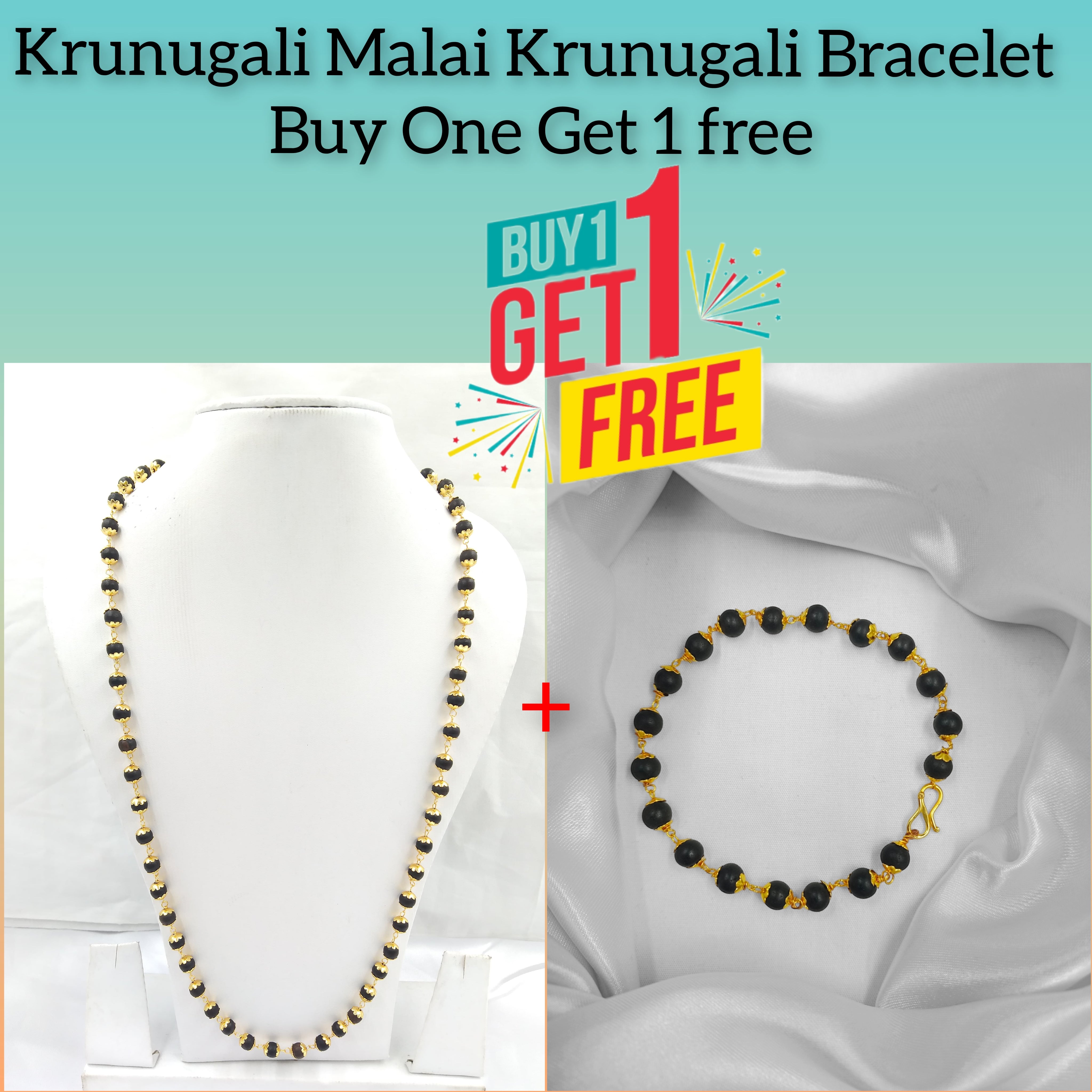 Karungali malai and bracelets gold colour