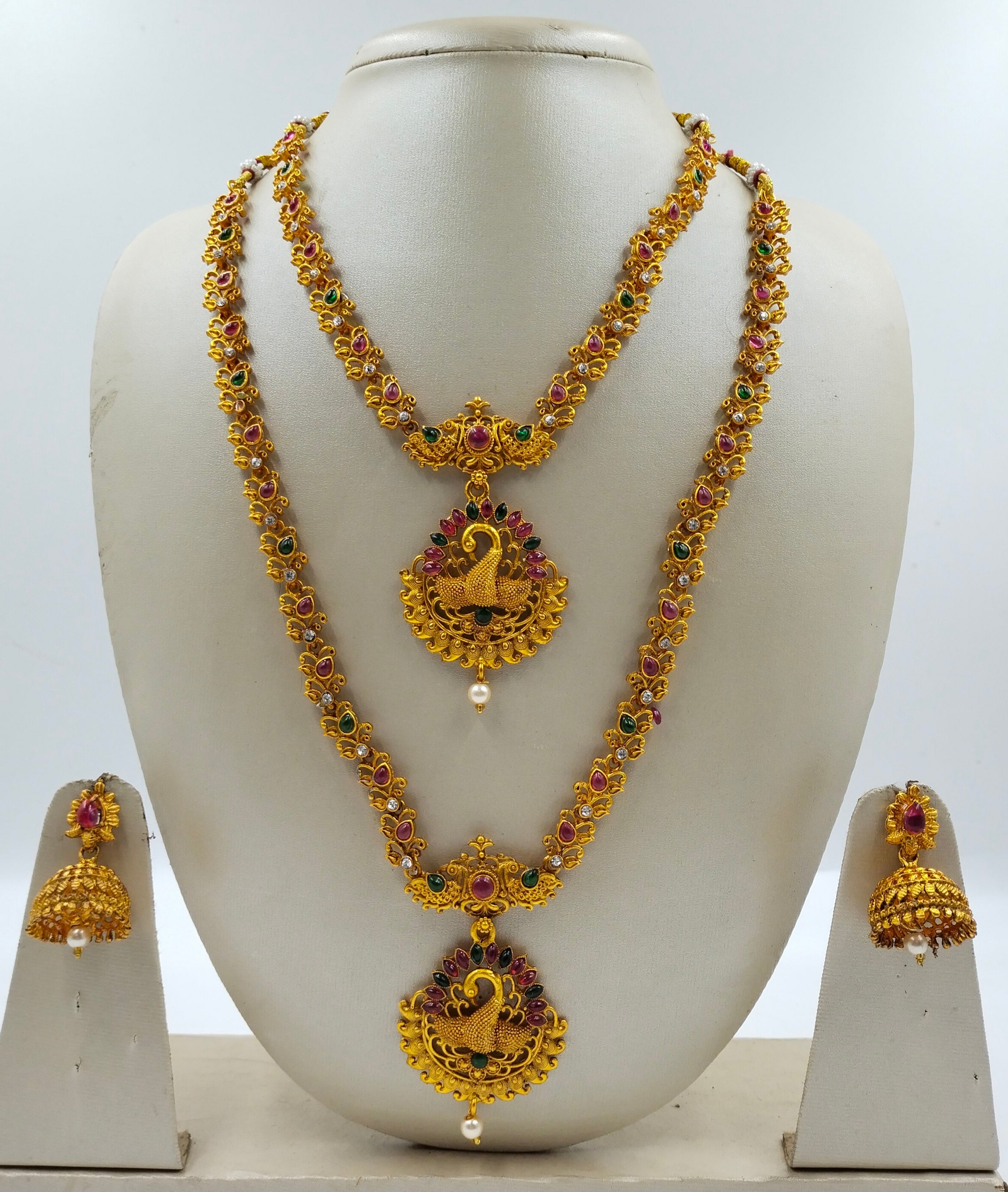 Peacock Patterned Unique Traditional Combo jewellery set for women
